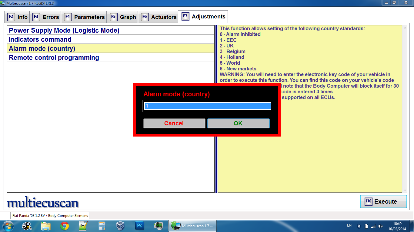 When I try another function that require the code card it is working ok.