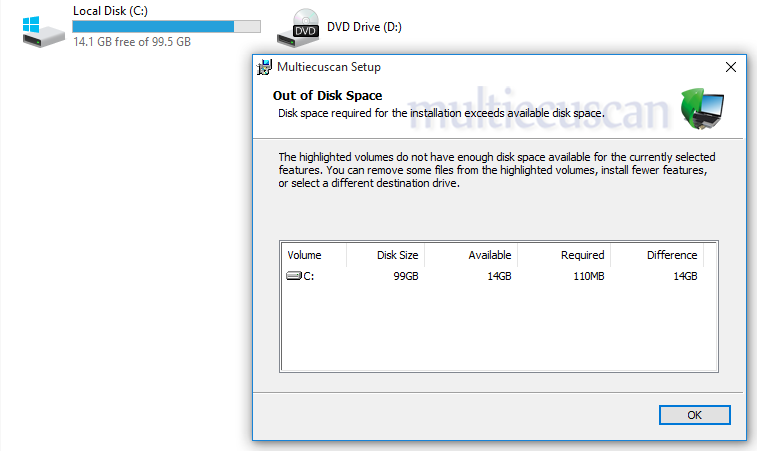 Error About Disk Space