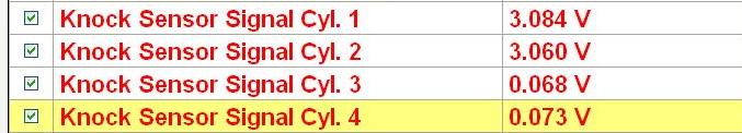 knock sensor values engine cold, engine off